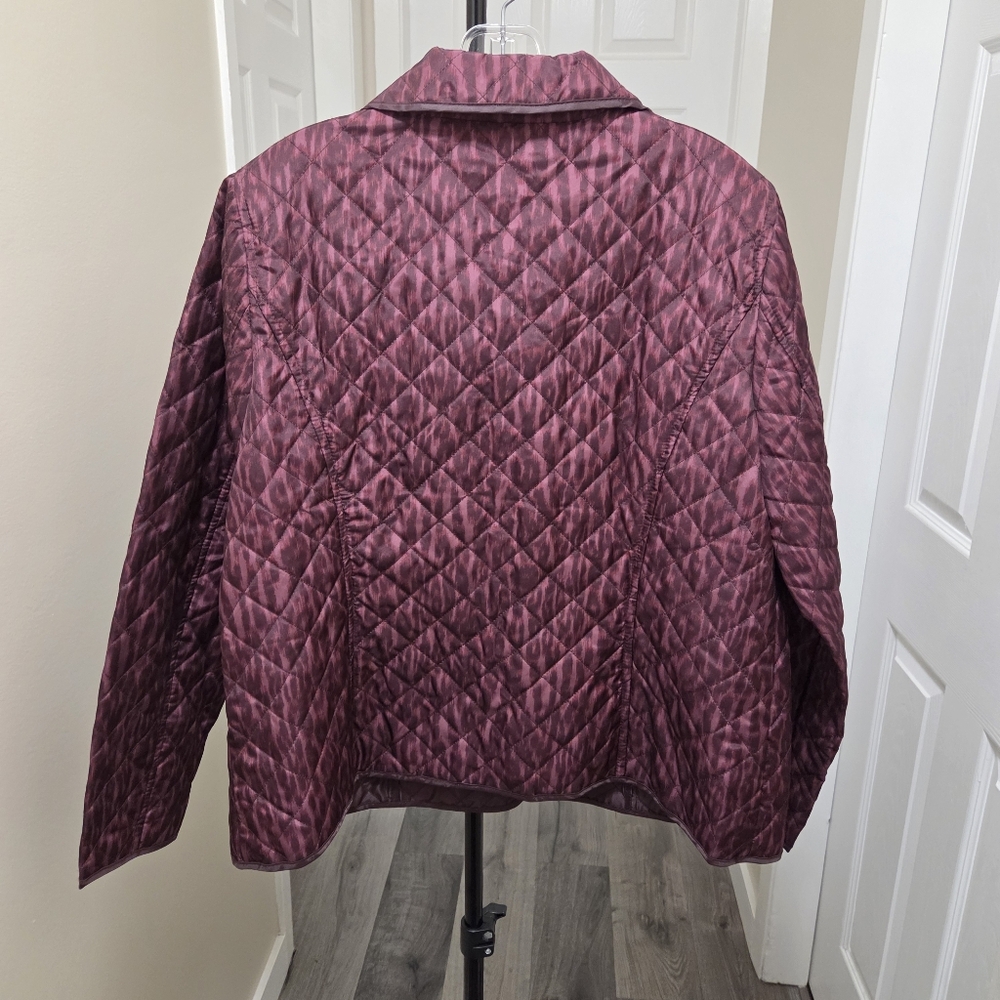 Northern Reflections Quilted Light Jacket Burgundy Diamond Stitch Button Front - Picture 6 of 8